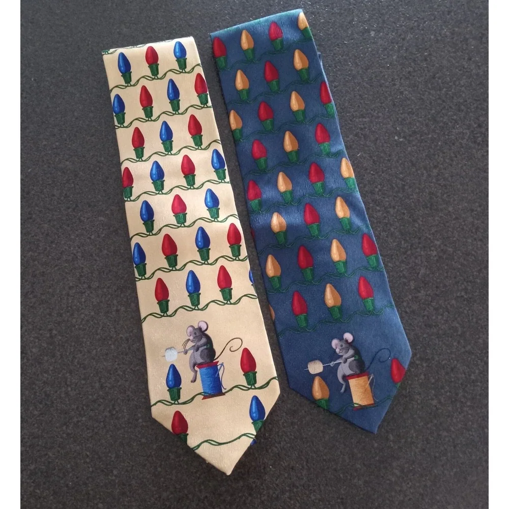 J.Z. Richards Handmade All Silk Christmas Light Necktie Lot 0f‎ 2